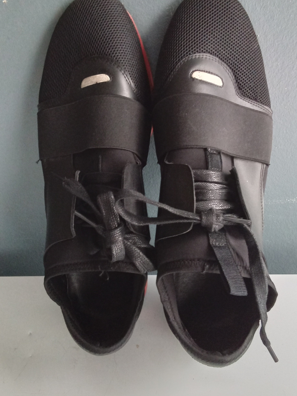Balenciaga Race Runner Sneakers Black Red Mesh Leather Low Top Trainers